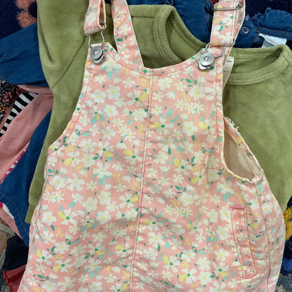 Wonder Nation Pink and Green Overalls for Stylish Outings